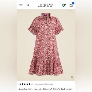 J. Crew Red Floral Amelia Mini Dress